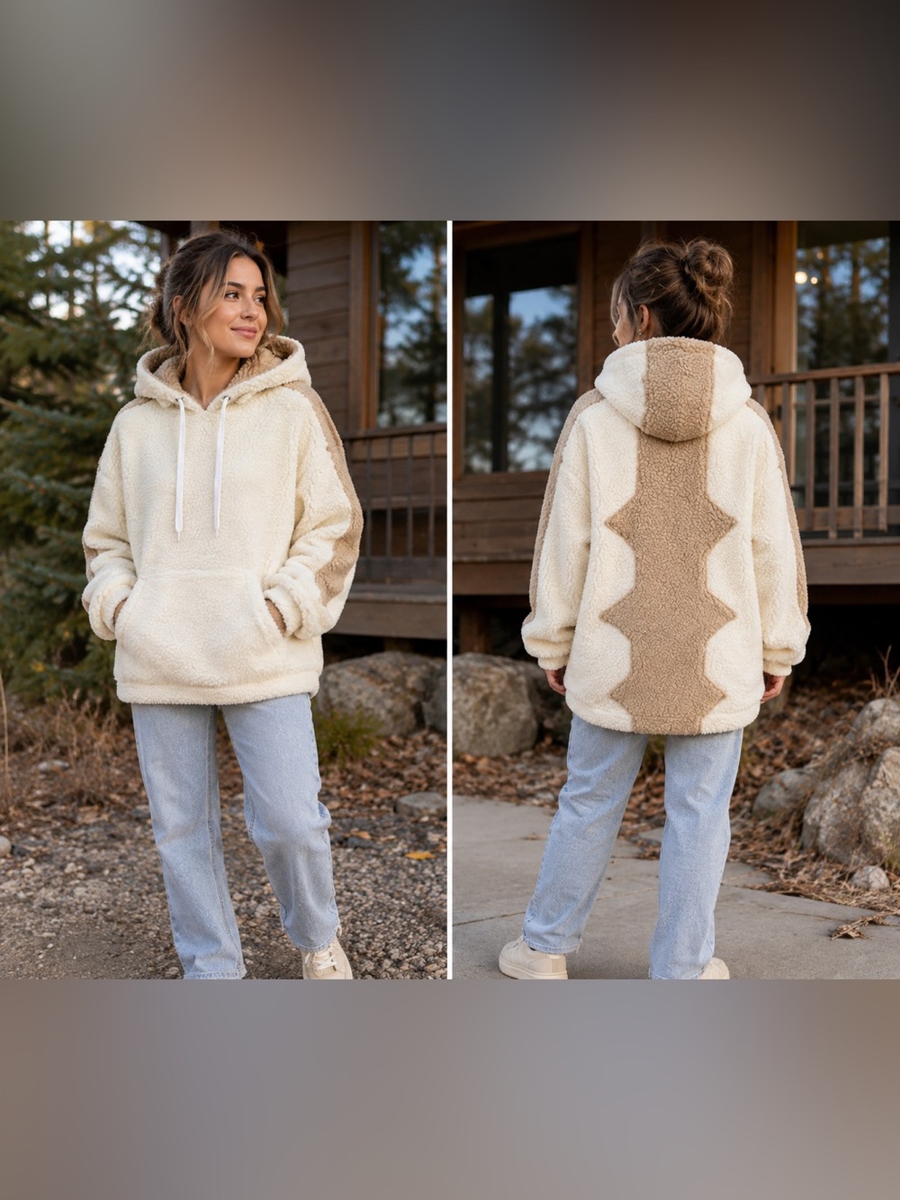 Steady Hands Avatar Appa Pattern Sherpa Oversized 100% Cotton Lined Hoodie